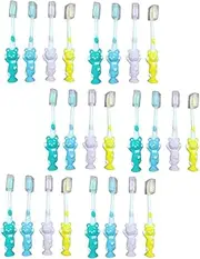 BEBEMOKO Pcs Assorted Bear Shaped Boys and Girls Toothbrushes Bamboo Charcoal Bristles Soft and Safe for Toddlers