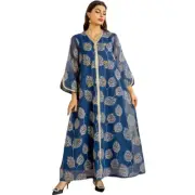 Kaftan Embroidery Women Muslim Caftan Maxi Dress Elegant Abaya Dubai Party Gown