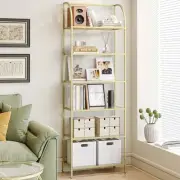 Bookcase Bookshelf, Tempered Glass Arched Bookshelf for More Storage, Slim