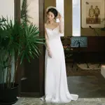 💖美熙💖旅拍寫真影樓輕婚紗2024新款新娘結婚敬酒服女緞麵簡約森係晚 禮服