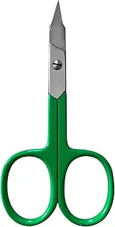 Nail Scissors Professional Cuticle Scissors Extra Strong Curved Manicure Scissors Clippers Eyebrow Grooming Cuticle Beard Trimming Hair Cutting (3.75" Green)