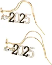 [IWOWHERO] Gold Statement Earrings Number Tassel Earrings Zinc Alloy Pair Party Accessory