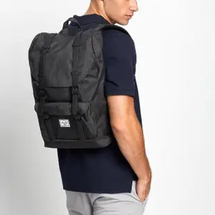 【Herschel】Little America 中型 黑色 全黑 筆電夾層 大容量 帆布 防潑水 磁扣 橡膠帶 背包 後背包