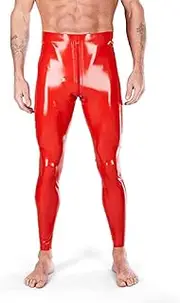 [MCWJ] Front Zipper to Back Design red Pants Men's Latex Leggings Made of 0.4mm Thickness Natural Latex