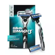 Gillette Mach 3 (Handle + 2 Cartridges) Razor Men with 3 Anti-Friction blades