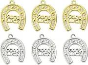 [KitBeads] 6Pcs 2 Colros Cubic Zirconia Horseshoe Charms Gold Plated Brass Lucky Horse Shoe Charms for Necklaces Bracelets Earrings Jewelry Making