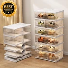 6-Tier Shoe Cabinet Clear Door Stackable Plastic Organizer Storage Rack Quick