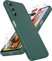 LeYi for Galaxy A05S Phone Case: with 2PCS Screen Protector & Raised Lips Protection, Full Body Stylish Slim Liquid Silicone Anti-Scratch for Samsung Galaxy A05S Case, Green