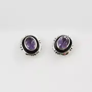 Handmade One of a Kind Sterling Silver Purple Amethyst Post Earrings