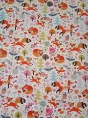 Fox Trot White Flannelette Cotton Fitted Cot Sheet Handmade