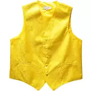 New Polyester Men's Tuxedo Vest Waistcoat only Paisley Yellow Prom formal