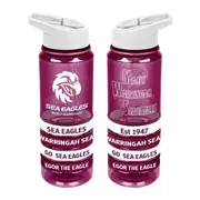 Manly Warringah Sea Eagles NRL Tritan Drink Water Bottle with Wrist Bands