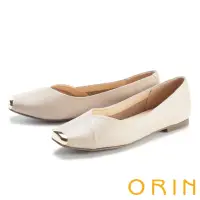 在飛比找momo購物網優惠-【ORIN】率性金屬方頭牛皮 女 平底鞋(粉色)