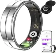 Catolsss Health Ring Smart Ring for Men Women Silver Fitness Ring Android iOS Fitness Tracker, Pedometer, Step Counter - Waterproof Curved Smart Ring for Men and Women (11)