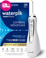Waterpik Cordless Water Flosser – Rechargeable, ADA Accepted, 4 Tips, Bag