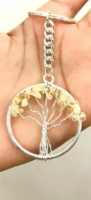 Citrine Gemstone Tree Of Life key Chain Crystal Accessory Handcrafted Gift Power