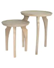 Sagebrook Home Set of 2 Luvis Carved Wood Accent Tables