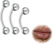 ESHIONER G23 Titanium Eyebrow Piercing Jewelry Rook Vertical Labret Lip Bar Tragus Labret Daith Eyebrow Ring Snake Eyes Piercing Tongue Silver Gold 6mm 8mm 10mm 16g Banana Belly Bar Curved Barbell