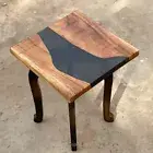 Clear Epoxy Resin Coffee Table Top, Square Epoxy Wooden Centerpiece Side Table