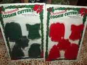 New Plastic Christmas Cookie Cutters Green & Red, Santa, Christmas Tree, Angel,