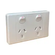 White Double Pole GPO Double Power Point Socket