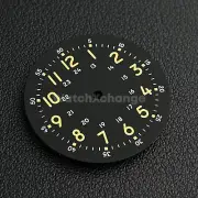 29mm Black Watch Dial w/Green Luminous Replacement for NH35 NH36 Movement Parts