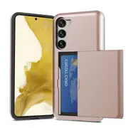 ZUSLAB Case for Galaxy S23 FE Slide Armor Card Holder Protective Shockproof Hard Back Cover For Samsung S23FE (2023) - Rose Gold