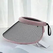 [SXLYKJ] Women Sun Visor Hat UV Sun Hat Female Summer Adjustable Beach Hat Anti-Ultraviolet Cycling Sports Big Brim Hollow Sun Hat (54~58cm) (Color : Pink)