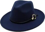 [Yiozoi] Unisex Fedora Belt Trilby Hat Wide Brim Adjustable Jazz Hat