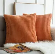 MIULEE Pack of 2 Corduroy Pillow Covers Soft Soild Striped Throw Pillow Covers