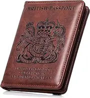 [George Hughes] Passport Holder - Leather RFID Blocking British Passport Cover - Passport Wallet - UK Passport Case for Women and Men, Brown, One Size, Classic