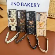 For Samsung Galaxy Z FOLD 6/5/4/3 Shockproof Retro Bear Luxury Case Cover+Strap