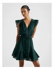 [Forever New Petite] Maxine Flutter Sleeves Mini Dress in Green