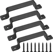 BJBJJIU 4 Pcs Sliding Barn Door Handles, Black 7.4 inch Gate Handles Hardware, Garage Door Pull Handles for Interior Outdoor Sliding Barn Garages Closet Sheds Drawer Doors Gates Pull Handles