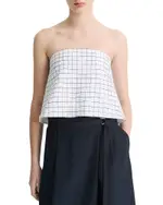 Vince Trellis Plaid Strapless Top