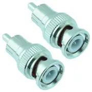 2 x BNC Male to RCA male Phono Plug Adaptor Connector CCTV