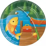 Camp Out 7 Inch Fish Paper Plates 8 Per Pack Camping Birthday Party Tableware