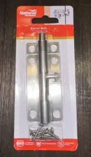 Door Barrel Bolt, Stainless Steel, 4-In. -N348-284