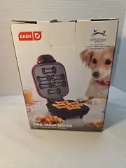 DASH Mini Dog Treat Maker Red Non-Stick Surface Makes 6 Treats W/ Recipe BookNIB