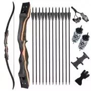 62" Recurve Bow 20-25lbs Takedown Bow with Carbon Arrows Set