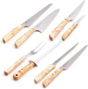 EKA Knives Cuisine 8 Piece Cutlery Set Curly Birch Handles EKA 402503 Sweden