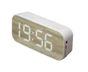 Bluetooth Speaker Alarm Clock Digital Clock with Bluetooth Speaker Mirror Digital Display Alarm Clock for Bedroom Office White