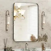 Black Wall Mirror Bathroom Vanity Rectangle Large Framed Standing Makeup Shower Shaving Decorative Mount Bedroom Hallway 90x60cm
