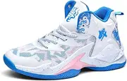 [ZENTAUR] Men's High Top Basketball Shoes Sports Shoes Anti Slip Rubber Sole Breathable Mesh Upper Basketball Boots(Pink,34 EU)