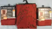 SUN ZERO AVERY 100% BLACKOUT PANELS LOT 40"x63" & LUSH DECOR CURTAIN 72"x72" RED