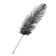 30cm/12" Feather Ballpoint Pen, 1 Pcs Ink Vintage Refined Plated Pen, Black