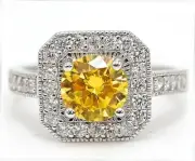 2CT Treated Yellow Sapphire & Topaz 925 Sterling Silver Ring Sz 6 NB2-6