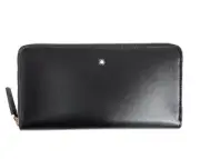Montblanc Long Wallet Men'S Round Zipper Leather Black U114532 Mst Zip Around 8C