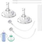 2 Pack Silicone Weighted Straw Compatible with NUK Learner Straw Cup, Straws with Gravity Ball Compatible with Nuk Sippy Cup Silicone Straw kit 2pcs Straw Brush Replacements Straws, No Spill BPA Free