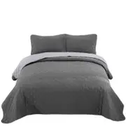 Plain Soft 3 Pc Bedspread & Pillow Cover Set Quilt Covers